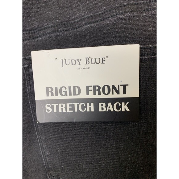 Judy Blue Jeans Womans 18W Black High Waist Rigid Magic Distressed 90's Straight - Picture 3 of 16